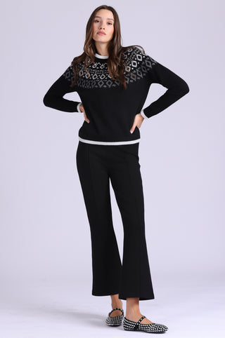 Cashmere Fair Isle Crew Neck with Tipping