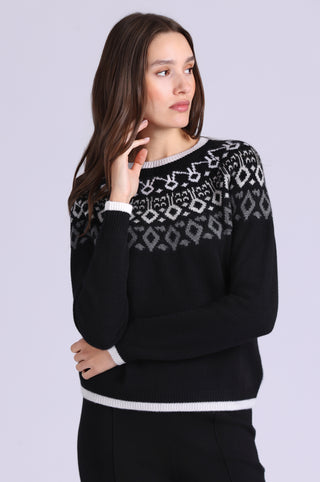 Cashmere Fair Isle Crew Neck with Tipping