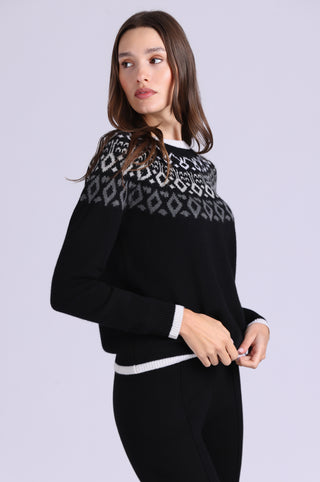 Cashmere Fair Isle Crew Neck with Tipping