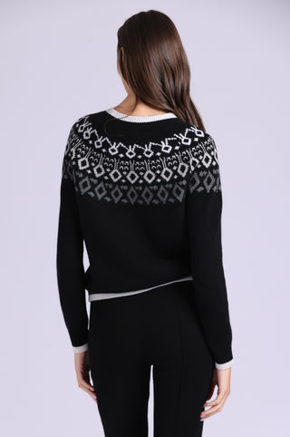 Cashmere Fair Isle Crew Neck with Tipping