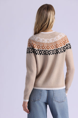 Cashmere Fair Isle Crew Neck with Tipping