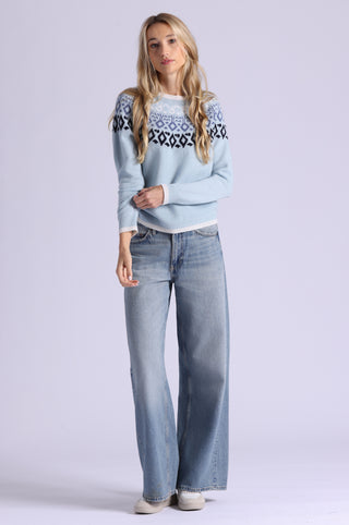 Cashmere Fair Isle Crew Neck with Tipping