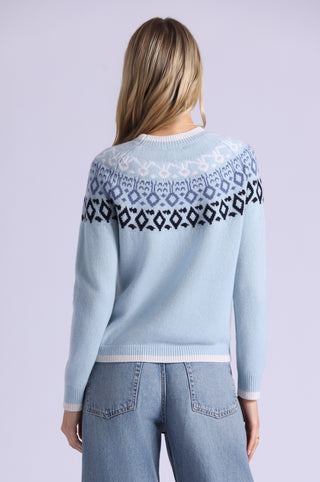 Cashmere Fair Isle Crew Neck with Tipping