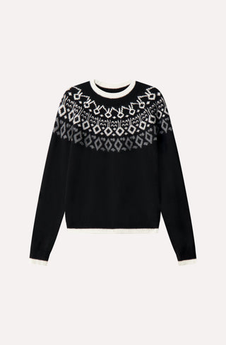 Cashmere Fair Isle Crew Neck with Tipping