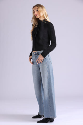 Cashmere Pointelle Tie Up Cardigan