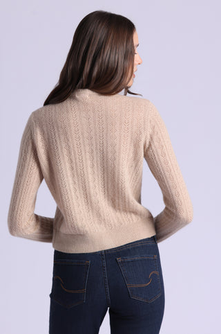 Cashmere Pointelle Tie Up Cardigan