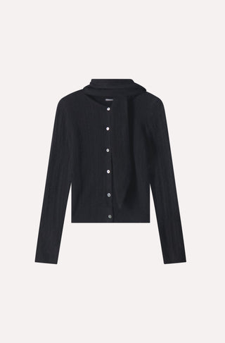 Cashmere Pointelle Tie Up Cardigan