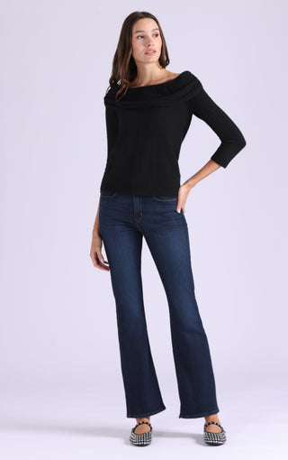 Cashmere Pointelle Off Shoulder with Tier