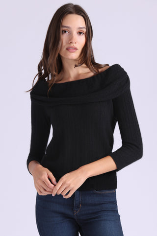 Cashmere Pointelle Off Shoulder with Tier