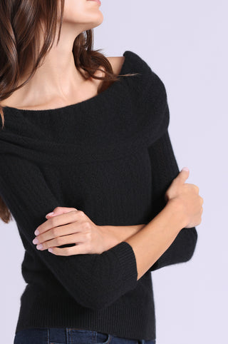 Cashmere Pointelle Off Shoulder with Tier