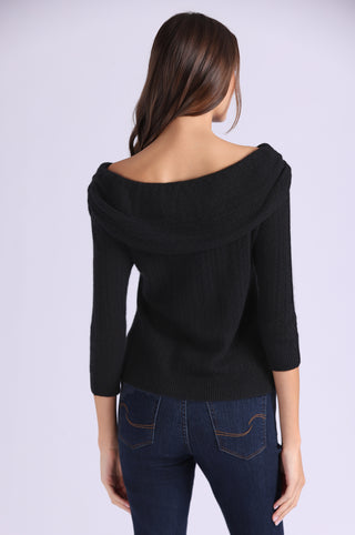 Cashmere Pointelle Off Shoulder with Tier