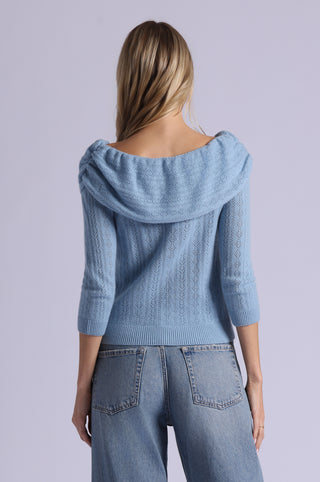 Cashmere Pointelle Off Shoulder with Tier