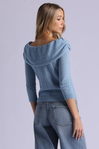 Cashmere Pointelle Off Shoulder with Tier