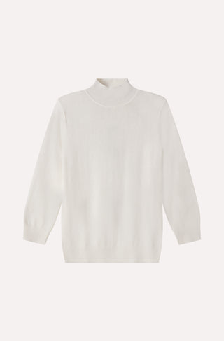 Cotton Cashmere Power Shoulder 3/4 Sleeve Mock