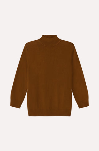 Cotton Cashmere Power Shoulder 3/4 Sleeve Mock