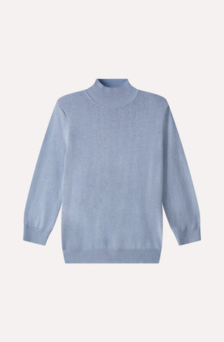 Cotton Cashmere Power Shoulder 3/4 Sleeve Mock