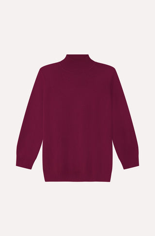 Cotton Cashmere Power Shoulder 3/4 Sleeve Mock