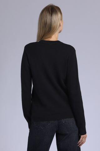 Cotton Cashmere V Neck Cardigan with Contrast Placket