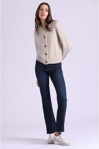 Cashmere Silk Marled Relaxed Crew Cardi