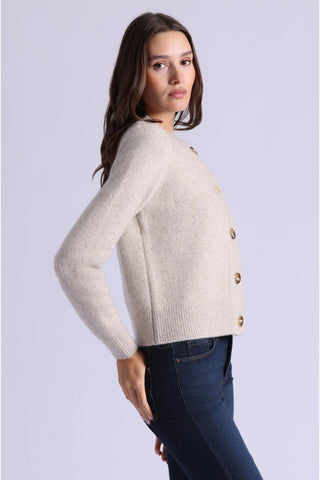 Cashmere Silk Marled Relaxed Crew Cardi