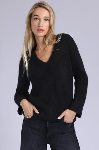 Cashmere Luxe Boucle Boxy V Neck