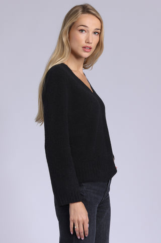 Cashmere Luxe Boucle Boxy V Neck