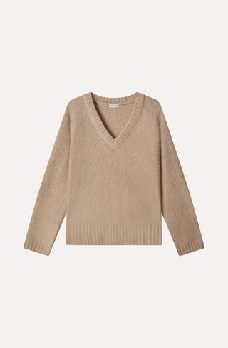 Cashmere Luxe Boucle Boxy V Neck