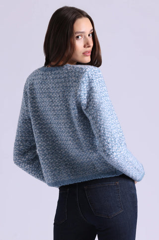 Cashmere Silk Novelty Stitch Open Jacket