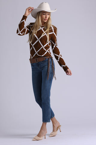 Cotton Cashmere Novelty Basketweave Crew