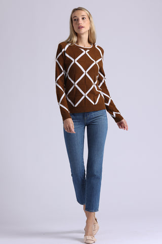 Cotton Cashmere Novelty Basketweave Crew