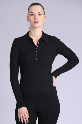 Viscose Ribbed Collared Henley