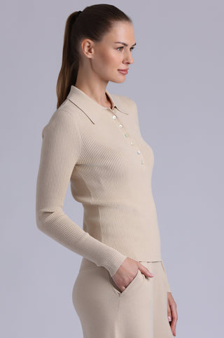 Viscose Ribbed Collared Henley