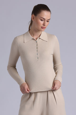 Viscose Ribbed Collared Henley
