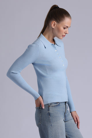 Viscose Ribbed Collared Henley