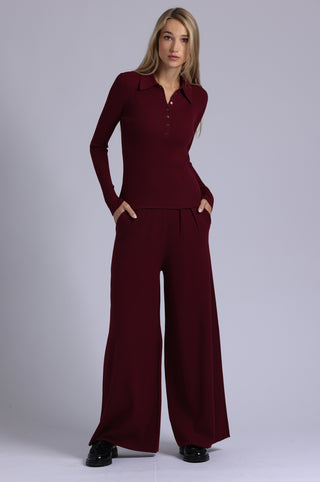 Viscose Ribbed Collared Henley