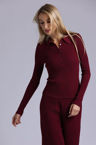 Viscose Ribbed Collared Henley