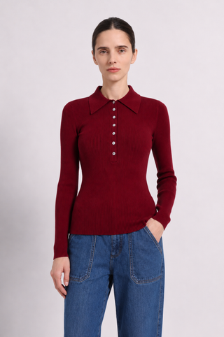 Viscose Ribbed Collared Henley