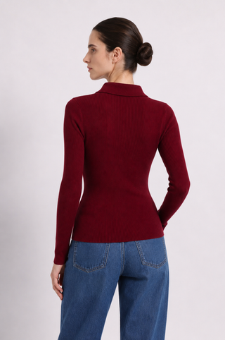 Viscose Ribbed Collared Henley