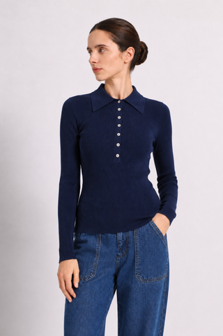 Viscose Ribbed Collared Henley