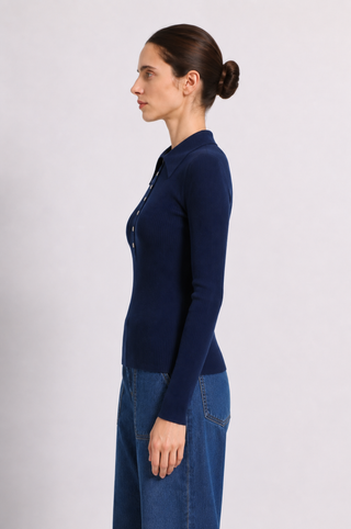 Viscose Ribbed Collared Henley