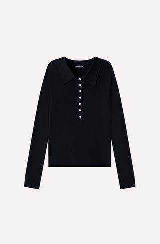 Viscose Ribbed Collared Henley