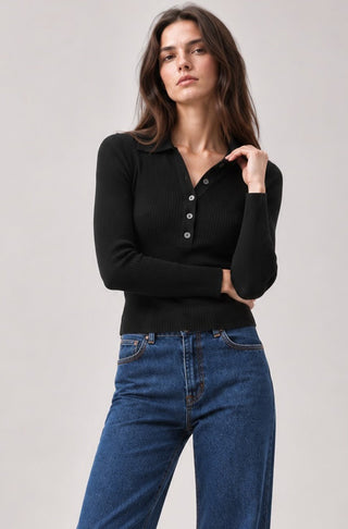 Viscose Ribbed Collared Henley
