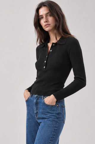 Viscose Ribbed Collared Henley