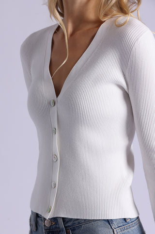 Viscose Ribbed V Neck Button Cardigan