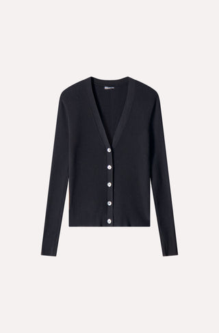 Viscose Ribbed V Neck Button Cardigan