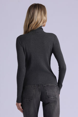 Viscose Ribbed Shirred Mock