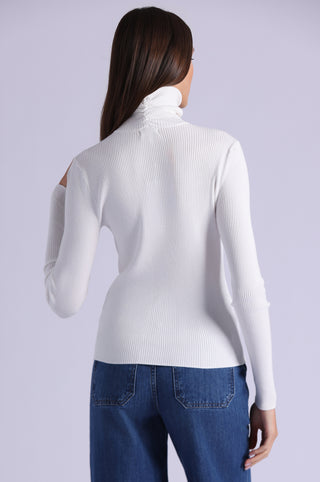 Viscose Ribbed Shirred Mock