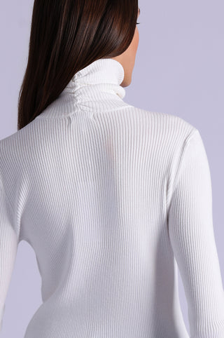 Viscose Ribbed Shirred Mock