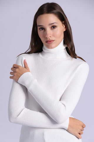 Viscose Ribbed Shirred Mock