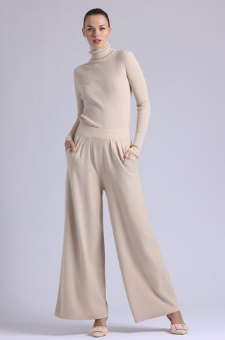 Viscose Ribbed Shirred Mock